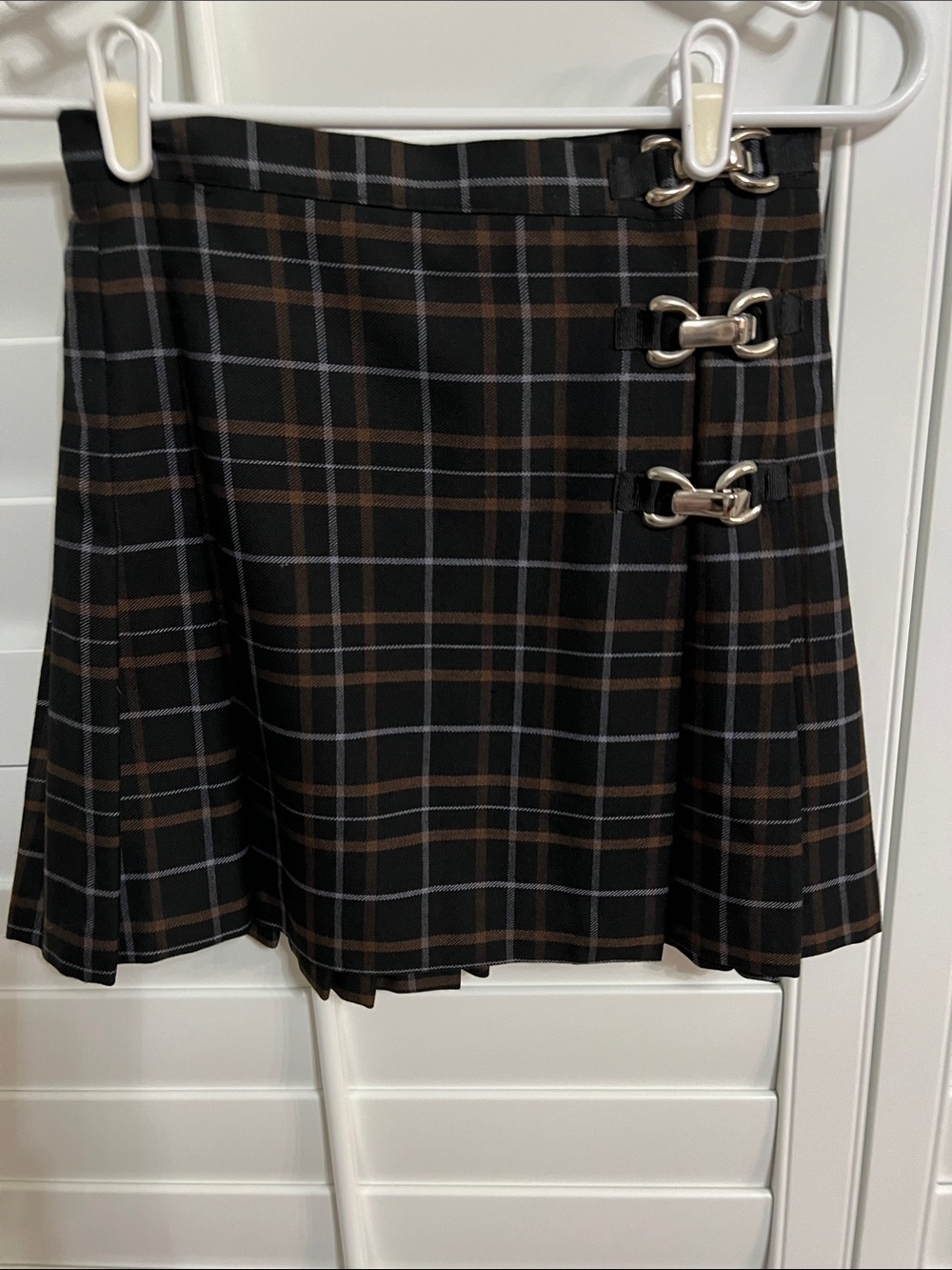 Vintage plaid pleated wraparound miniskirt kilt